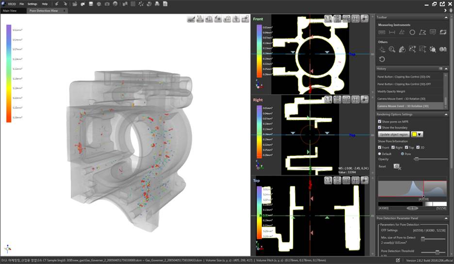 VXPI porosity inspection interface