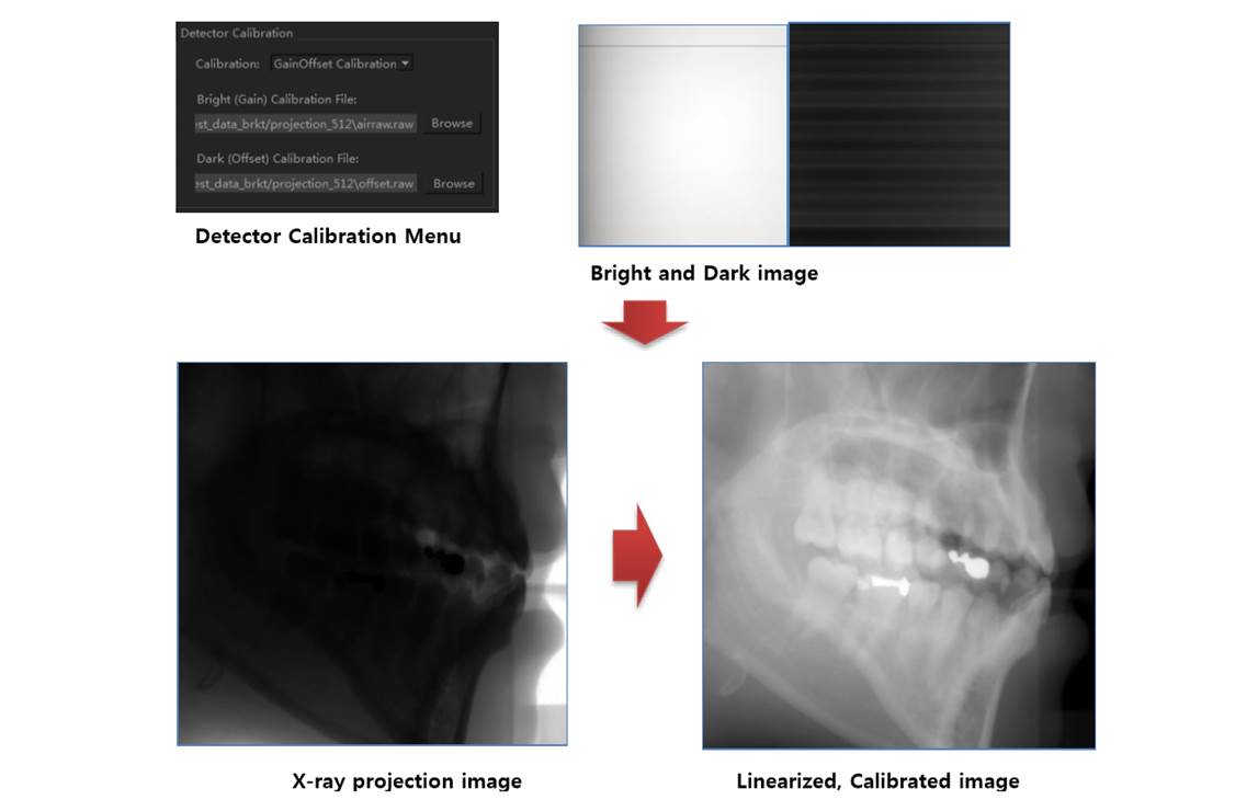 Diagram of VXRE dark and bright field detector calibration